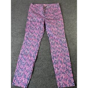 Lilly Pulitzer Pants Womens 4 Pink Teal Geometric Print Stretch